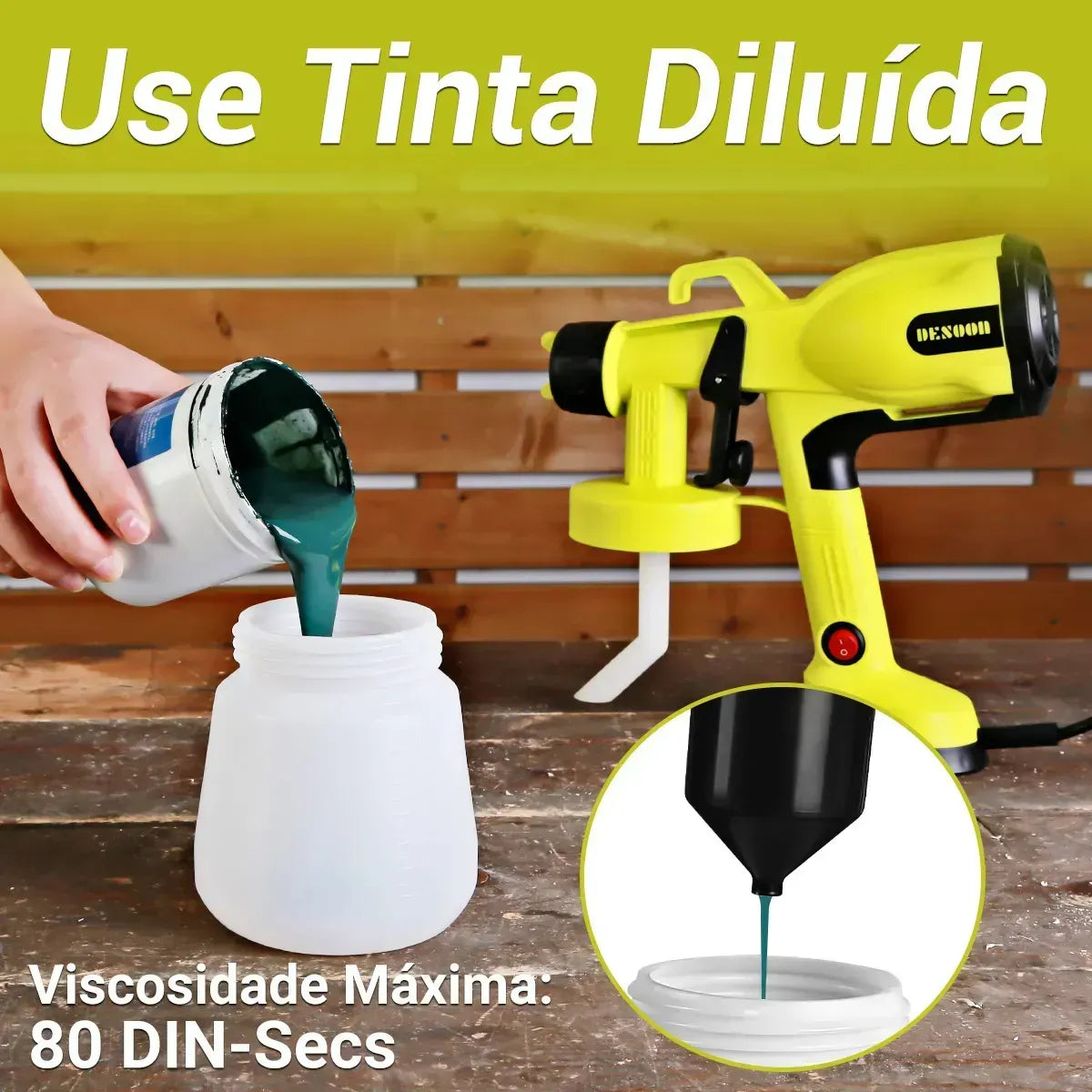 Pistola de Pintura Elétrica 800W DESOON 800ml Bico 2.0mm 38.000 RPM