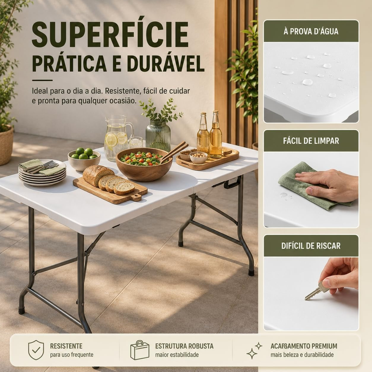 Mesa Dobrável Portátil com Alça 1,80m