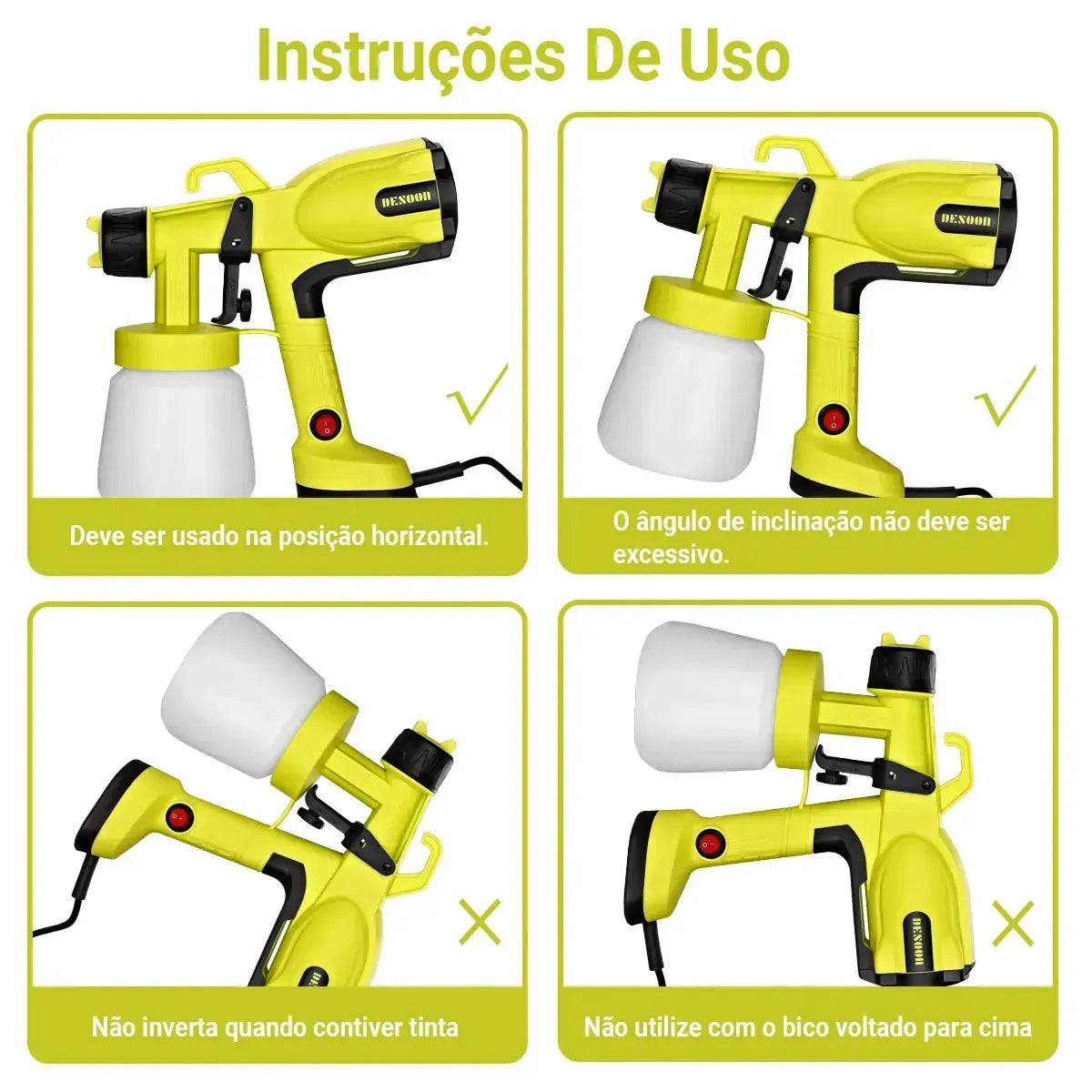 Pistola de Pintura Elétrica 800W DESOON 800ml Bico 2.0mm 38.000 RPM