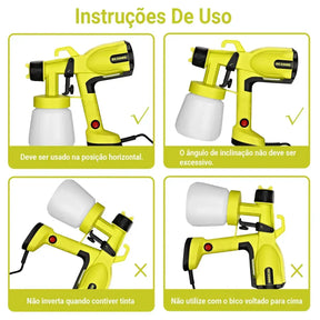 Pistola de Pintura Elétrica 800W DESOON 800ml Bico 2.0mm 38.000 RPM