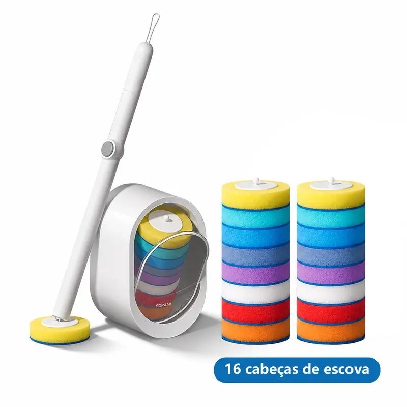 Kit Escova Sanitária Descartável SOPAMI — Suporte + 16 refis