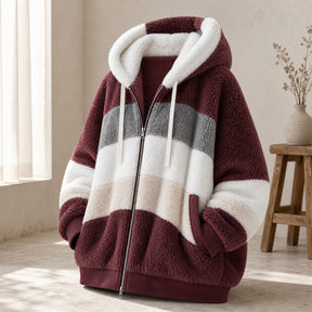 Jaqueta Feminina Oversize com Pelúcia e Capuz - Quente, Solta e Streetwear para Inverno