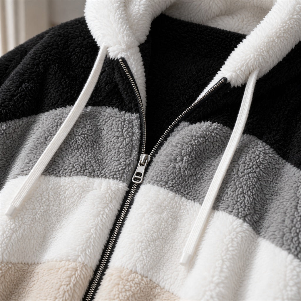 Jaqueta Feminina Oversize com Pelúcia e Capuz - Quente, Solta e Streetwear para Inverno