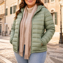 Jaqueta Puffer Feminina com Capuz - Ultra Leve, Embalável e Plus Size até 7XL para Inverno