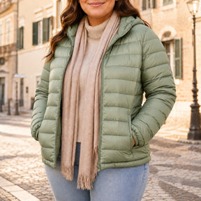 Jaqueta Puffer Feminina com Capuz - Ultra Leve, Embalável e Plus Size até 7XL para Inverno