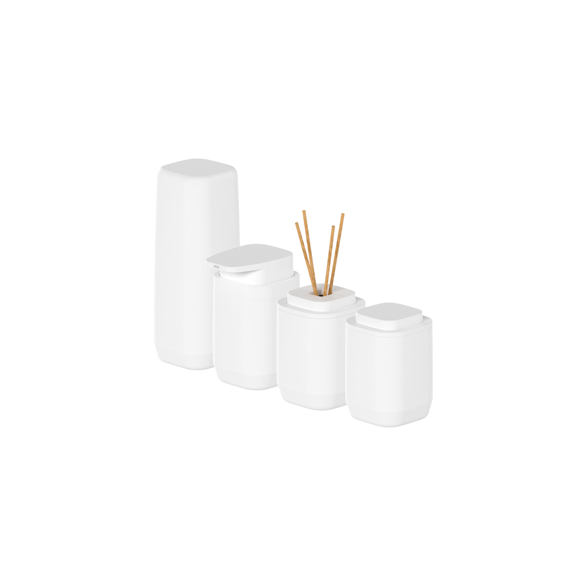 Kit de Acessórios de Bancada com Porta Sabonete Líquido 4 Unidades Linha Aura