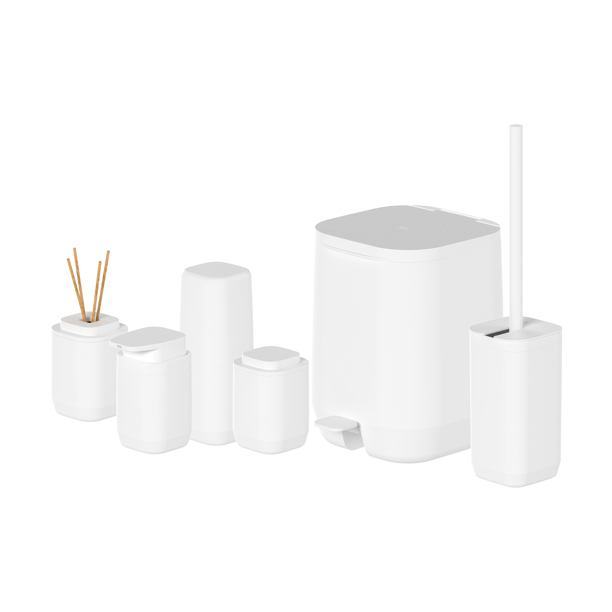 Kit de banheiro Completo com Lixeira de Pedal 6 Unidades Linha Aura