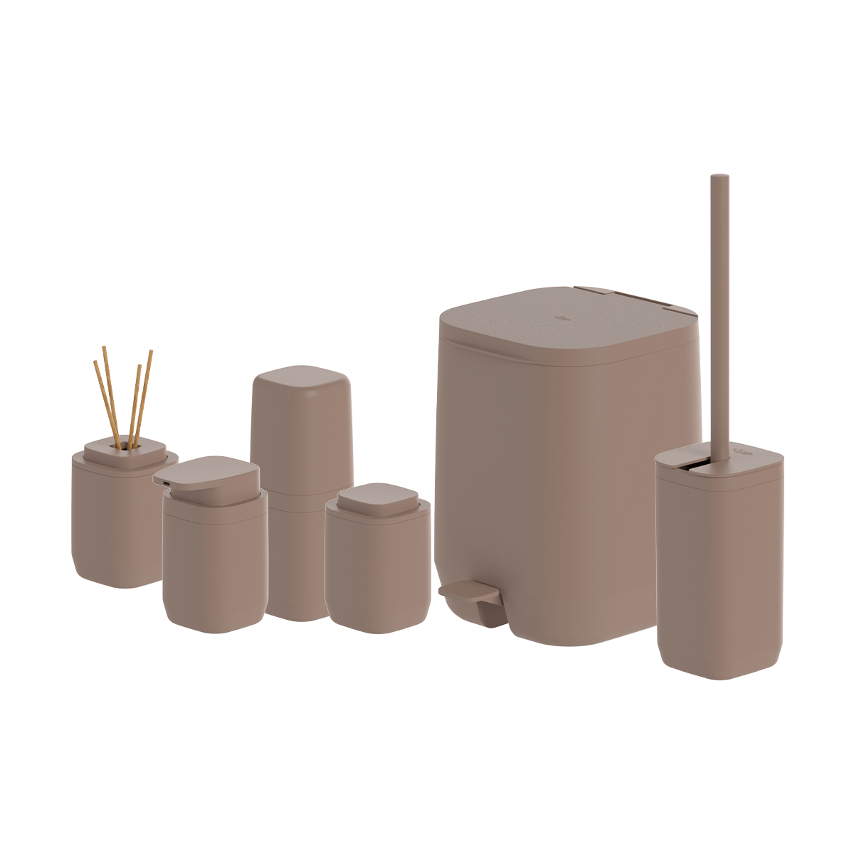 Kit de banheiro Completo com Lixeira de Pedal 6 Unidades Linha Aura