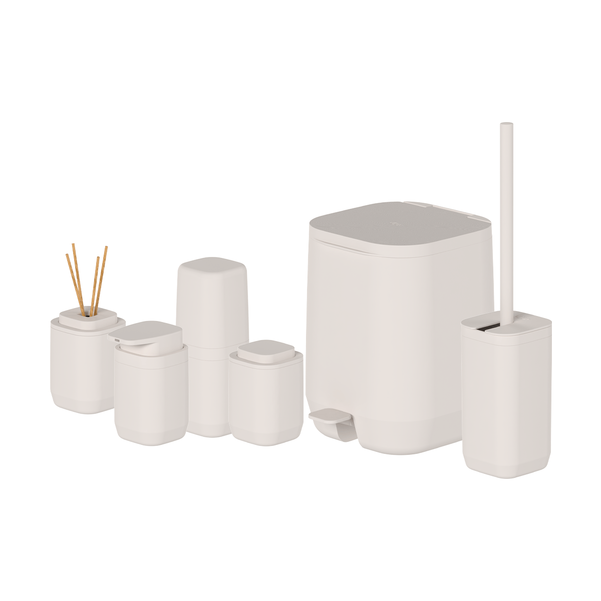 Kit de banheiro Completo com Lixeira de Pedal 6 Unidades Linha Aura
