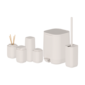 Kit de banheiro Completo com Lixeira de Pedal 6 Unidades Linha Aura
