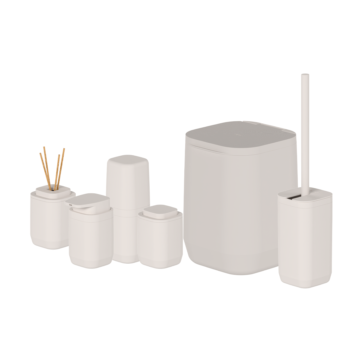 Kit de Banheiro Completo com Lixeira de Piso/Parede 6 Unidades Linha Aura