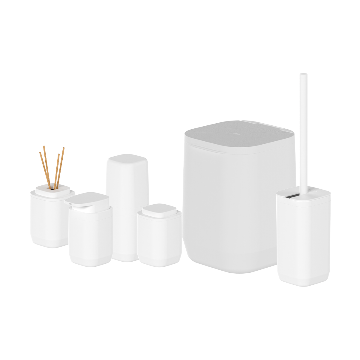 Kit de Banheiro Completo com Lixeira de Piso/Parede 6 Unidades Linha Aura