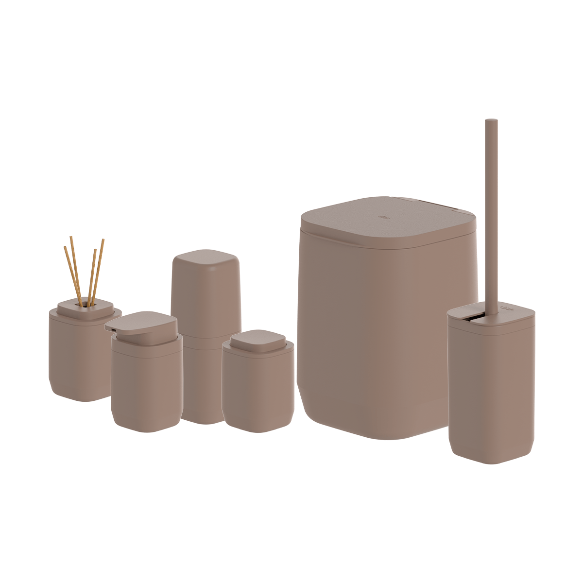 Kit de Banheiro Completo com Lixeira de Piso/Parede 6 Unidades Linha Aura