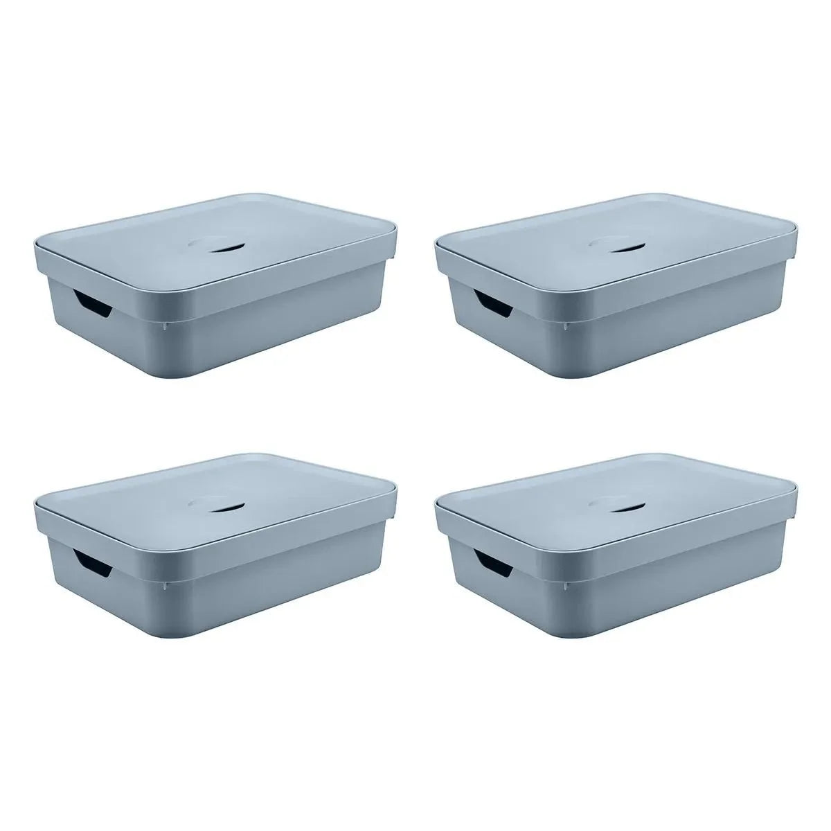 Kit de Caixas Organizadoras 10,5 Litros com Tampa 4 Peças Linha Cube