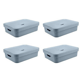 Kit de Caixas Organizadoras 10,5 Litros com Tampa 4 Peças Linha Cube