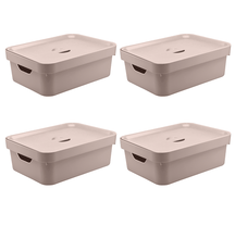 Kit de Caixas Organizadoras 10,5 Litros com Tampa 4 Peças Linha Cube
