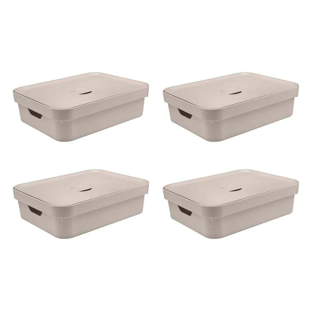 Kit de Caixas Organizadoras 10,5 Litros com Tampa 4 Peças Linha Cube