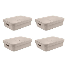 Kit de Caixas Organizadoras 10,5 Litros com Tampa 4 Peças Linha Cube