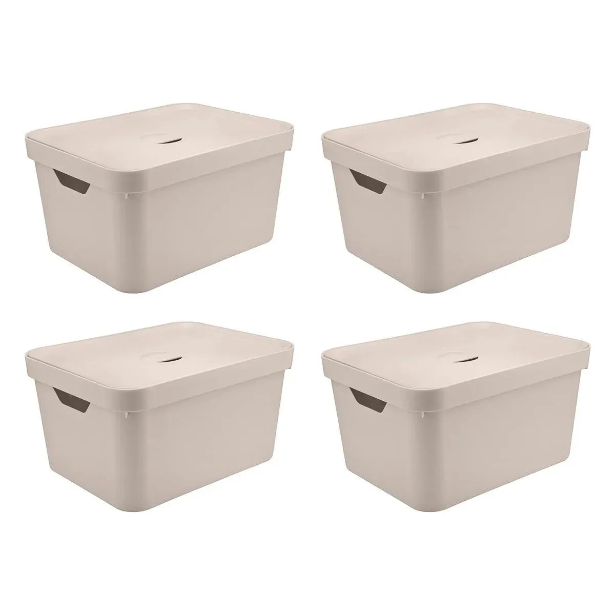 Kit de Caixas Organizadoras 32 Litros com Tampa 4 Peças Linha Cube