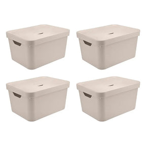 Kit de Caixas Organizadoras 32 Litros com Tampa 4 Peças Linha Cube