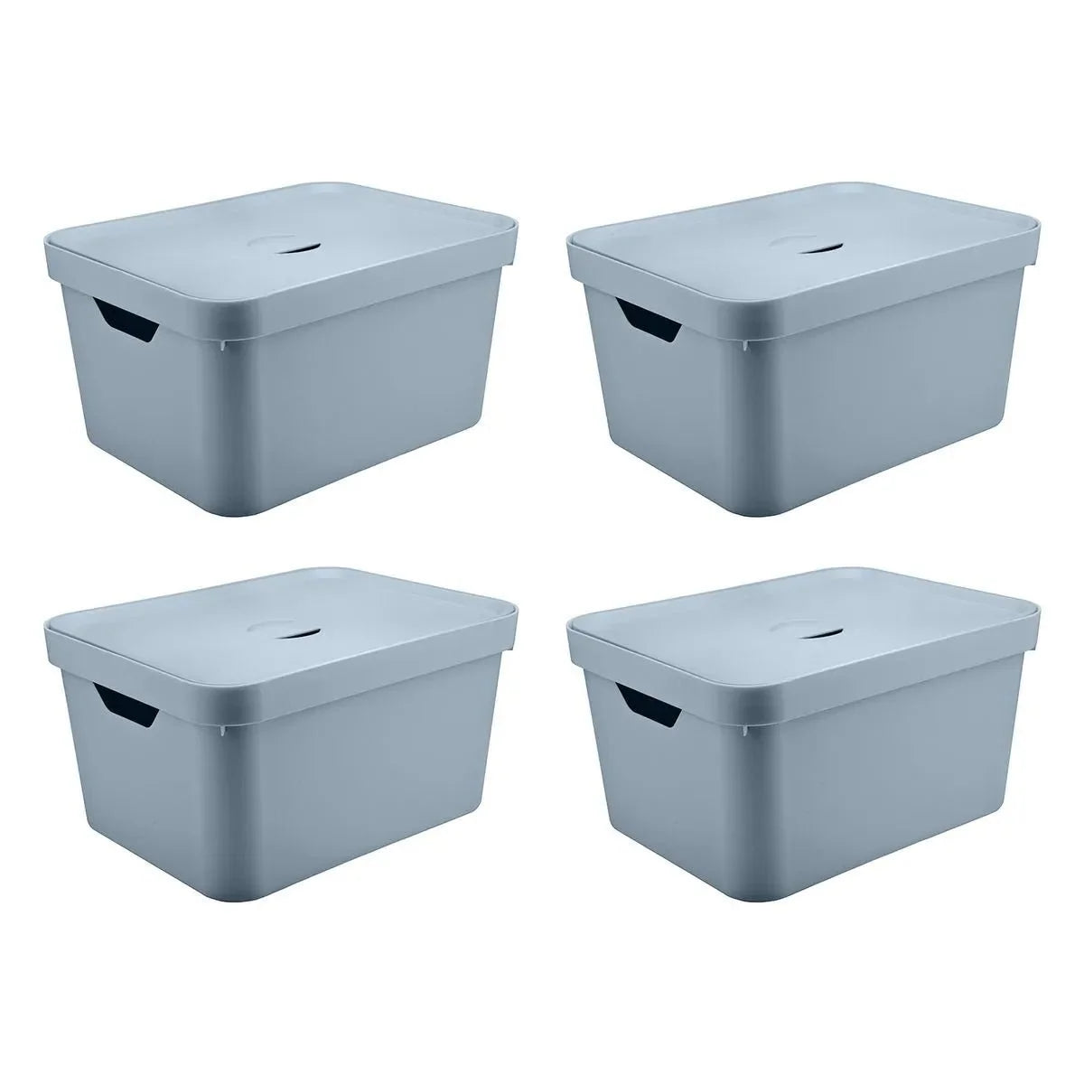 Kit de Caixas Organizadoras 32 Litros com Tampa 4 Peças Linha Cube