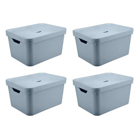 Kit de Caixas Organizadoras 32 Litros com Tampa 4 Peças Linha Cube