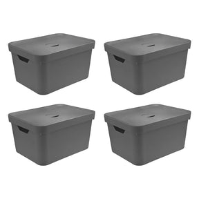 Kit de Caixas Organizadoras 32 Litros com Tampa 4 Peças Linha Cube