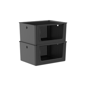 Kit de Cestos de Abertura Frontal com Tampa 2 Peças 16L Linha Flow
