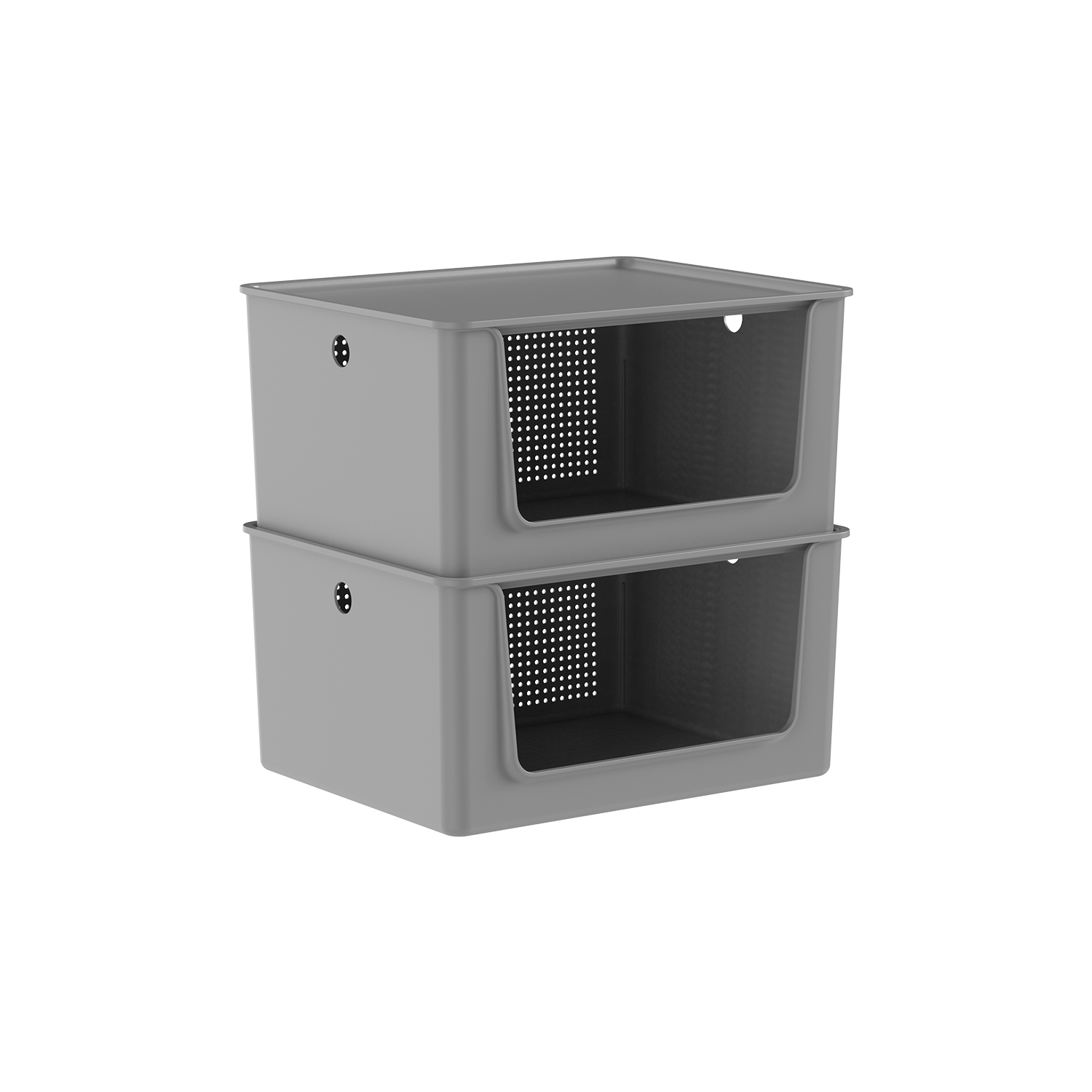 Kit de Cestos de Abertura Frontal com Tampa 2 Peças 16L Linha Flow
