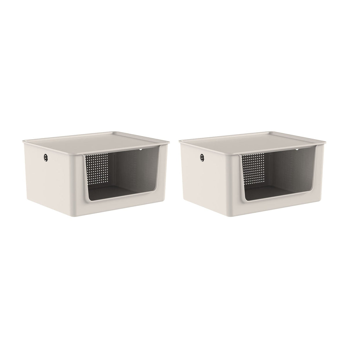 Kit de Cestos de Abertura Frontal com Tampa 2 Peças 16L Linha Flow