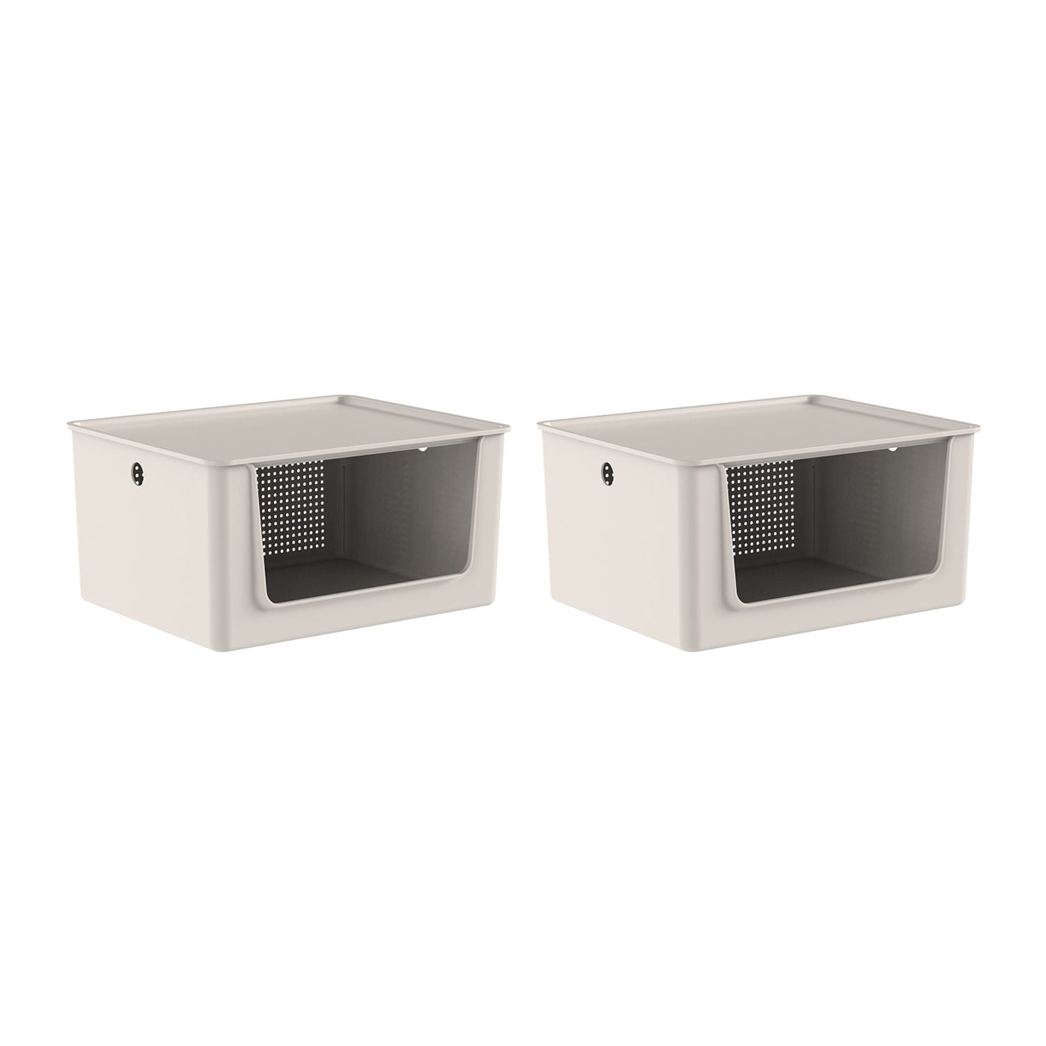 Kit de Cestos de Abertura Frontal com Tampa 2 Peças 16L Linha Flow