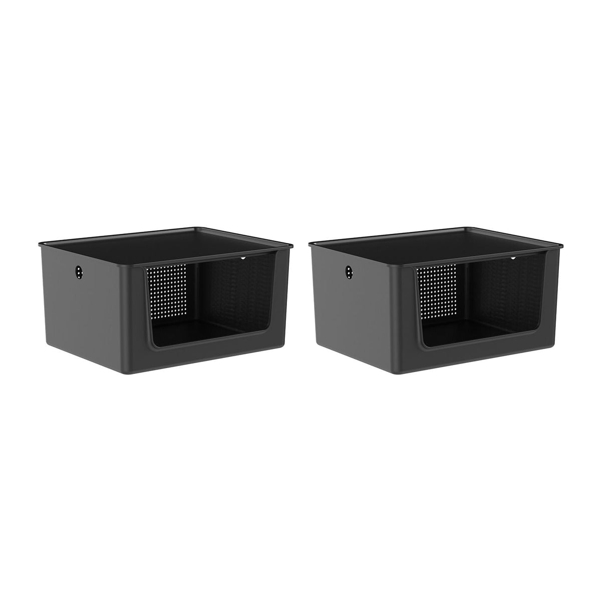 Kit de Cestos de Abertura Frontal com Tampa 2 Peças 16L Linha Flow