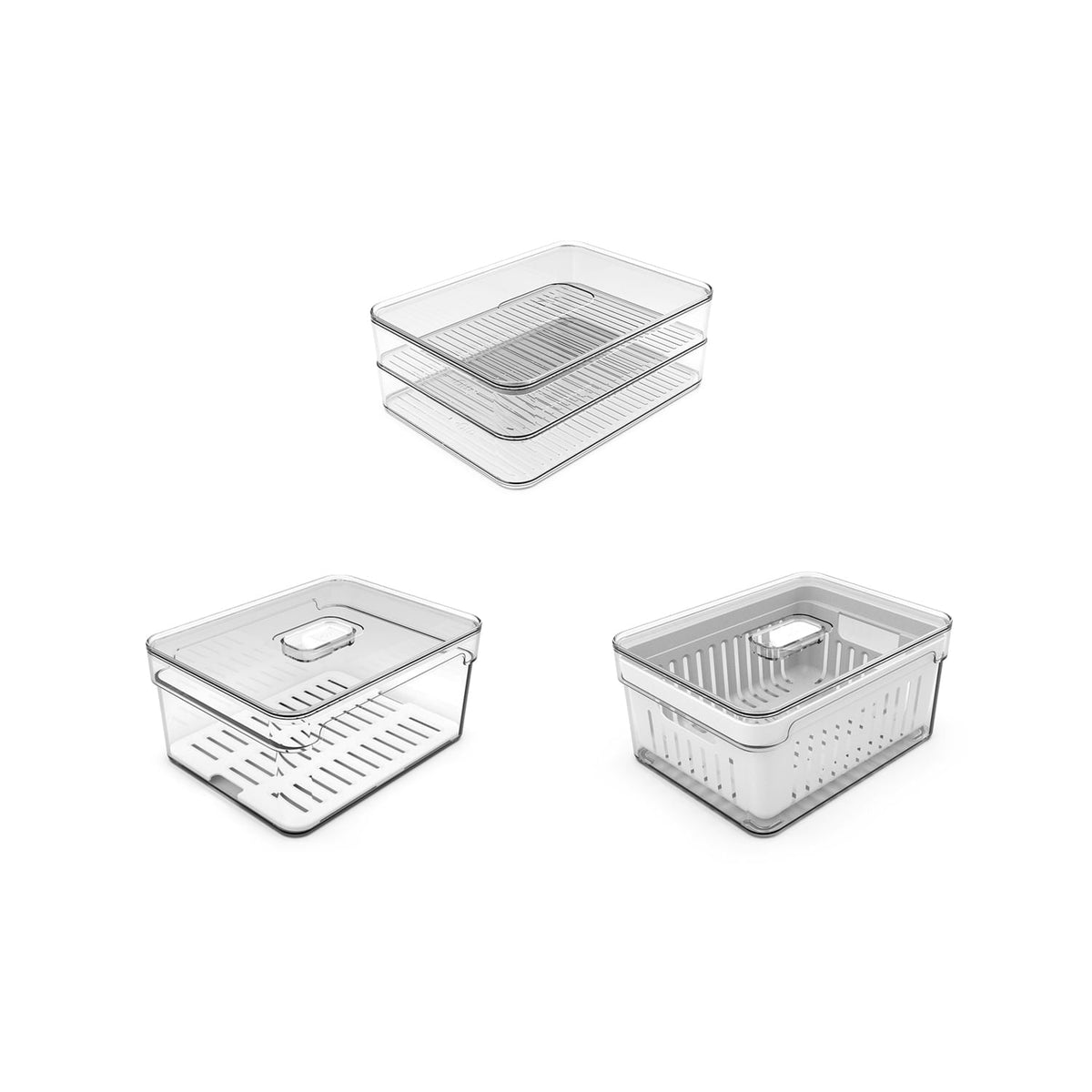 Kit de Organizadores de Geladeira 3 Unidades 2,2L Linha Clear Fresh
