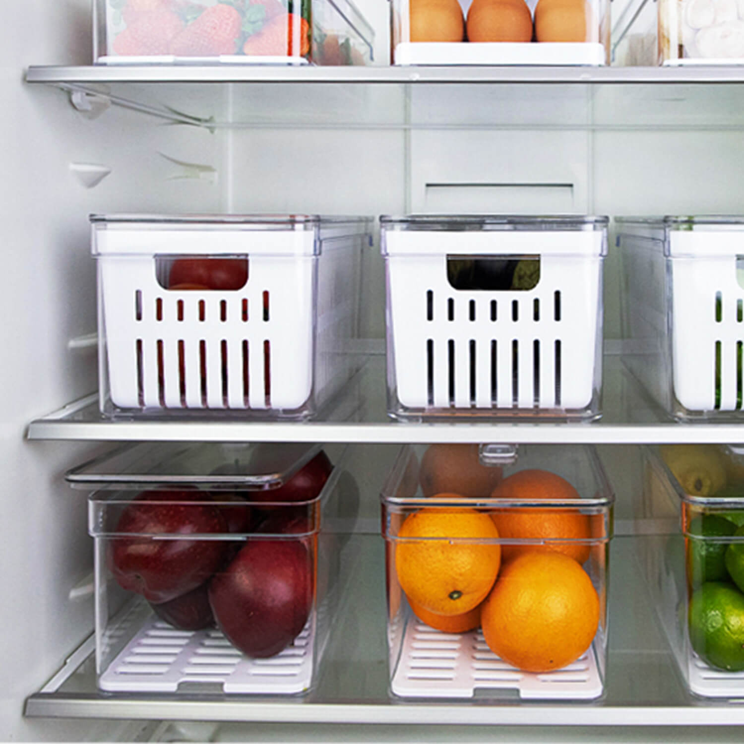 Kit de Organizadores de Geladeira 3 Unidades 30x15x13 Linha Clear Fresh