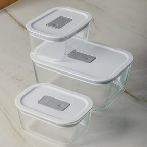 Kit de Potes de Vidro Hermético 1,2 L e 370ml Linha Fresh Lock