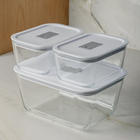 Kit de Potes de Vidro Hermético 2,4 L e 725ml Linha Fresh Lock