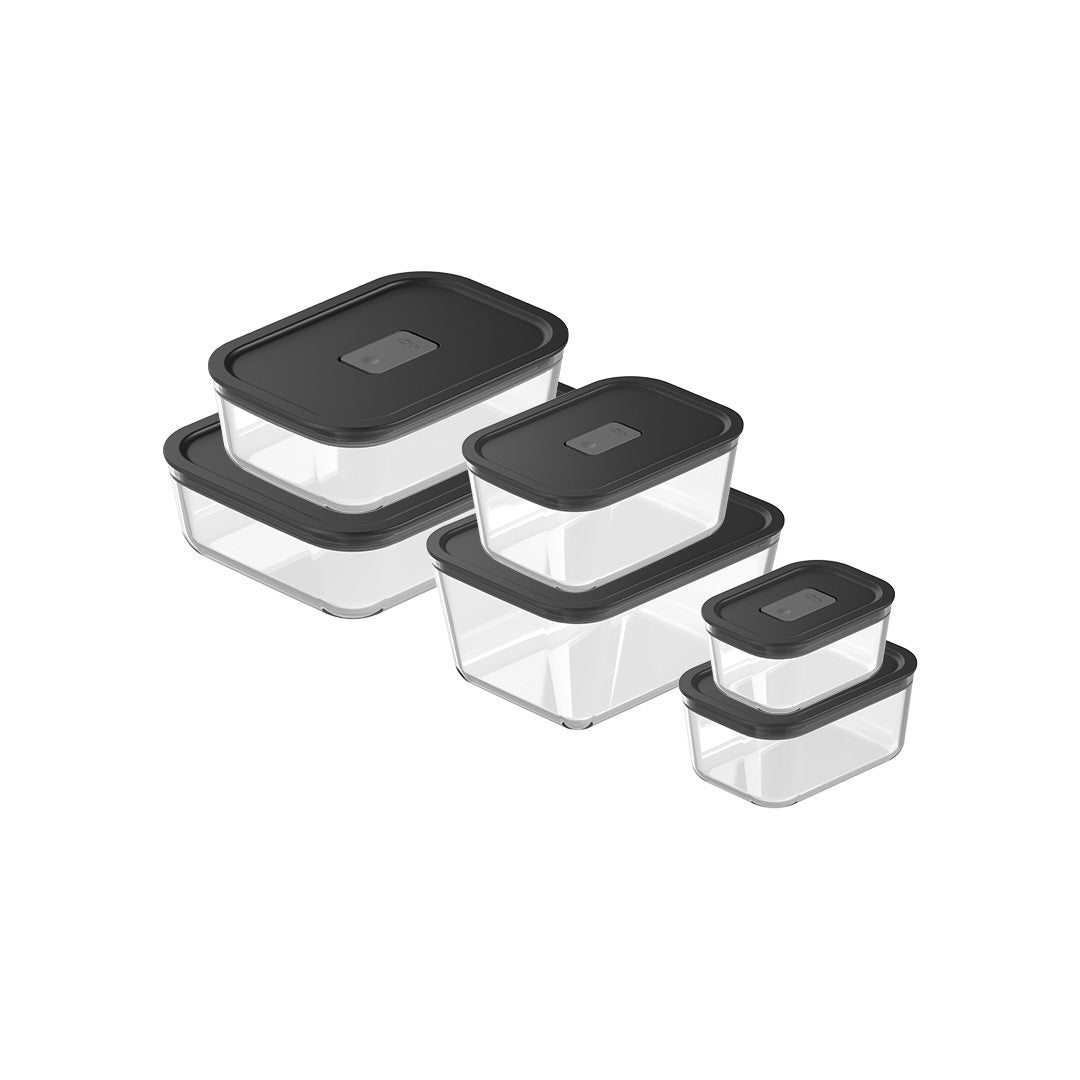 Kit de Potes de Vidro Herméticos 6 Peças Linha Fresh Lock
