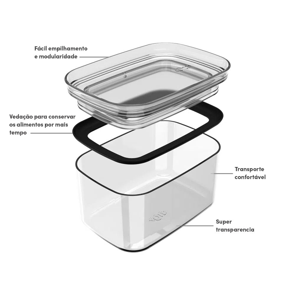 Kit de Potes Herméticos 4 Unidades 1,5L Linha Block