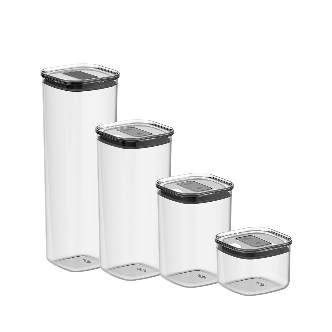 Kit de Potes Herméticos Quadrados 4 Peças Linha Duo Lock