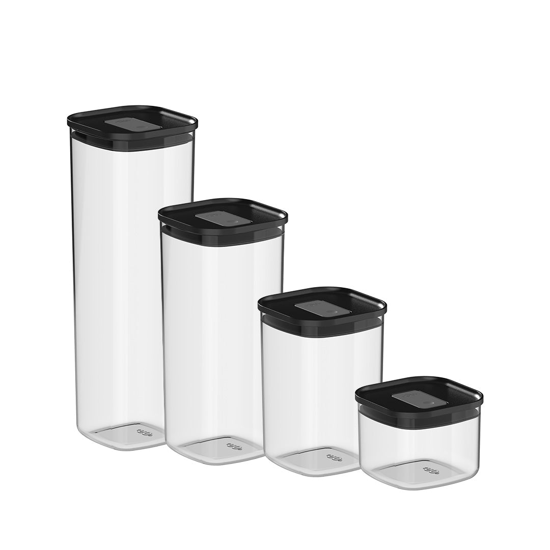 Kit de Potes Herméticos Quadrados 4 Peças Linha Duo Lock