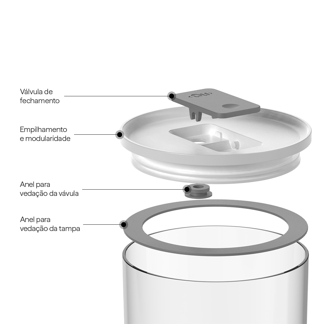 Kit de Potes Herméticos Redondos 3 Peças Linha Duo Lock