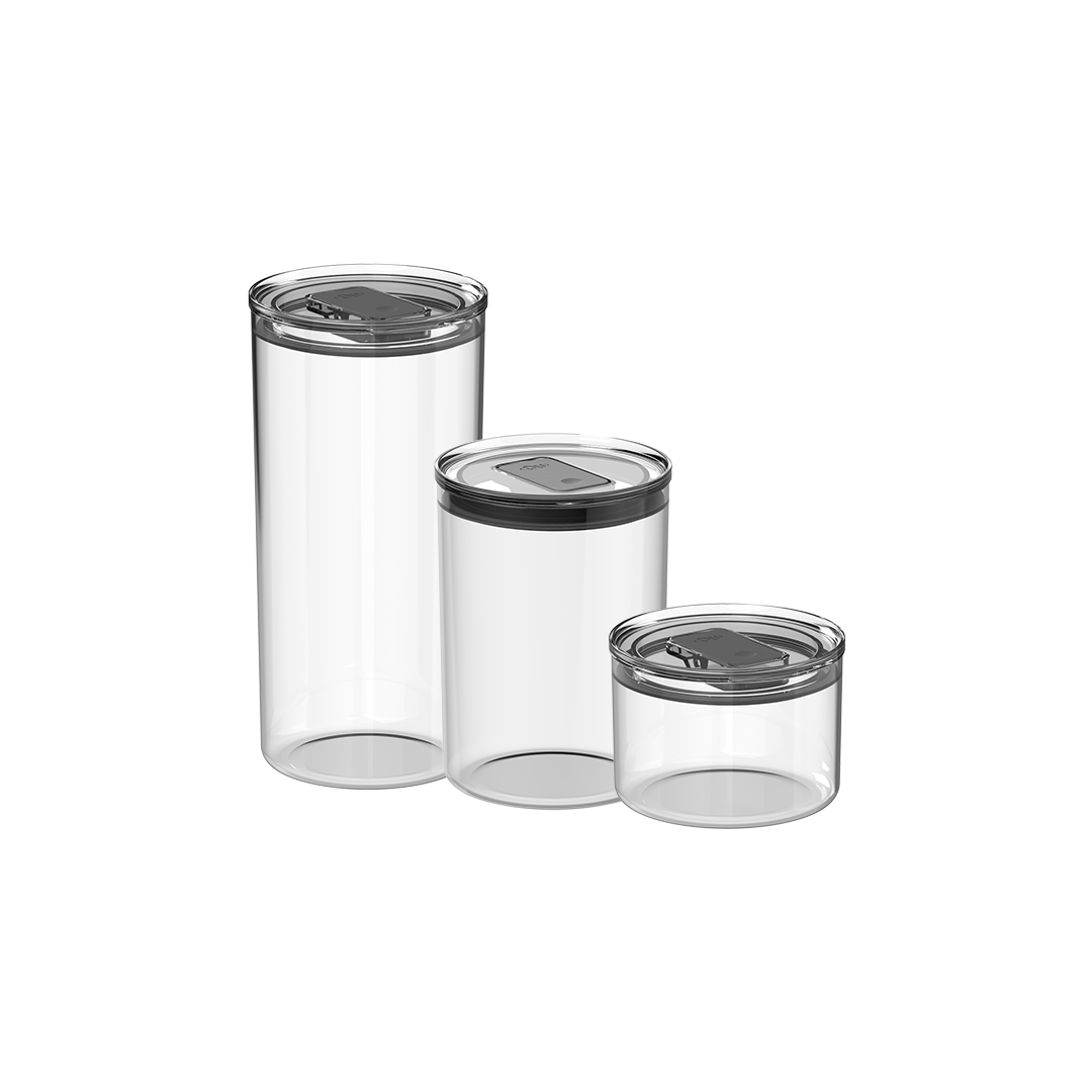 Kit de Potes Herméticos Redondos 3 Peças Linha Duo Lock
