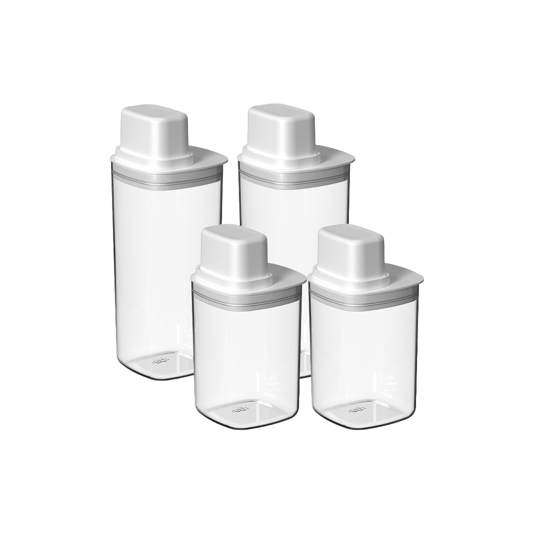 Kit de Potes Herméticos Para Mantimentos com Medidor Quadrado 4 Peças Linha Drop