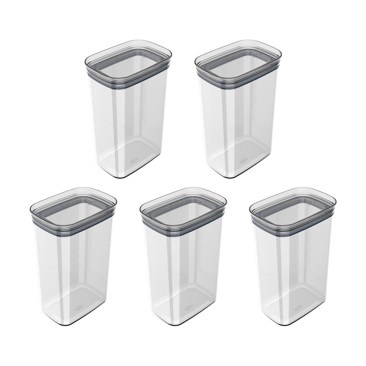 Kit de Potes Herméticos Retangular 5 Unidades 2,3L Linha Block