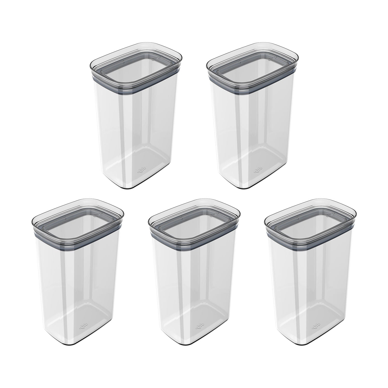 Kit de Potes Herméticos Retangular 5 Unidades 2,3L Linha Block