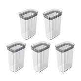 Kit de Potes Herméticos Retangular 5 Unidades 2,3L Linha Block