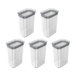 Kit de Potes Herméticos Retangular 5 Unidades 2,3L Linha Block