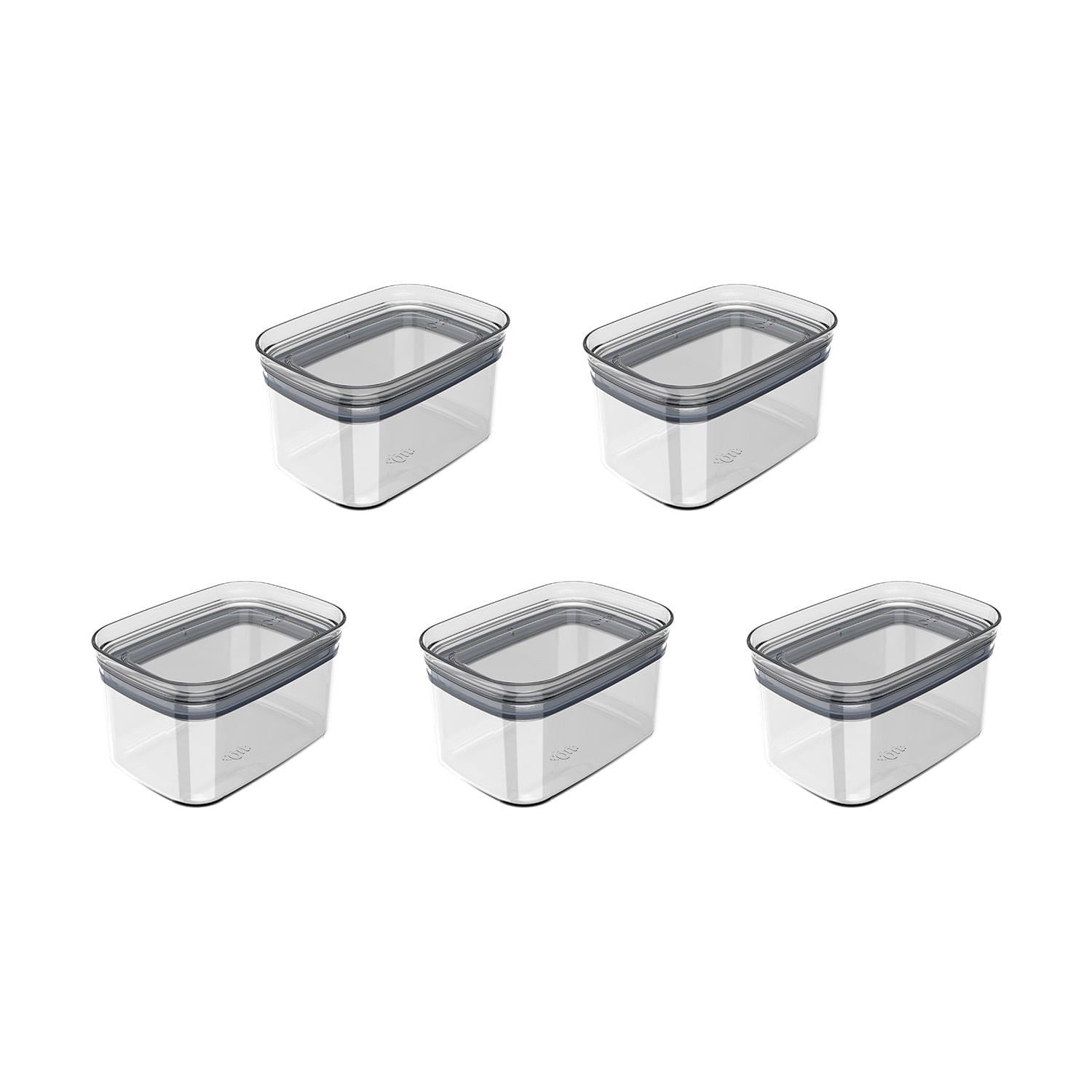 Kit de Potes Herméticos Retangular 5 Unidades 650ml Linha Block