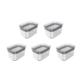 Kit de Potes Herméticos Retangular 5 Unidades 650ml Linha Block