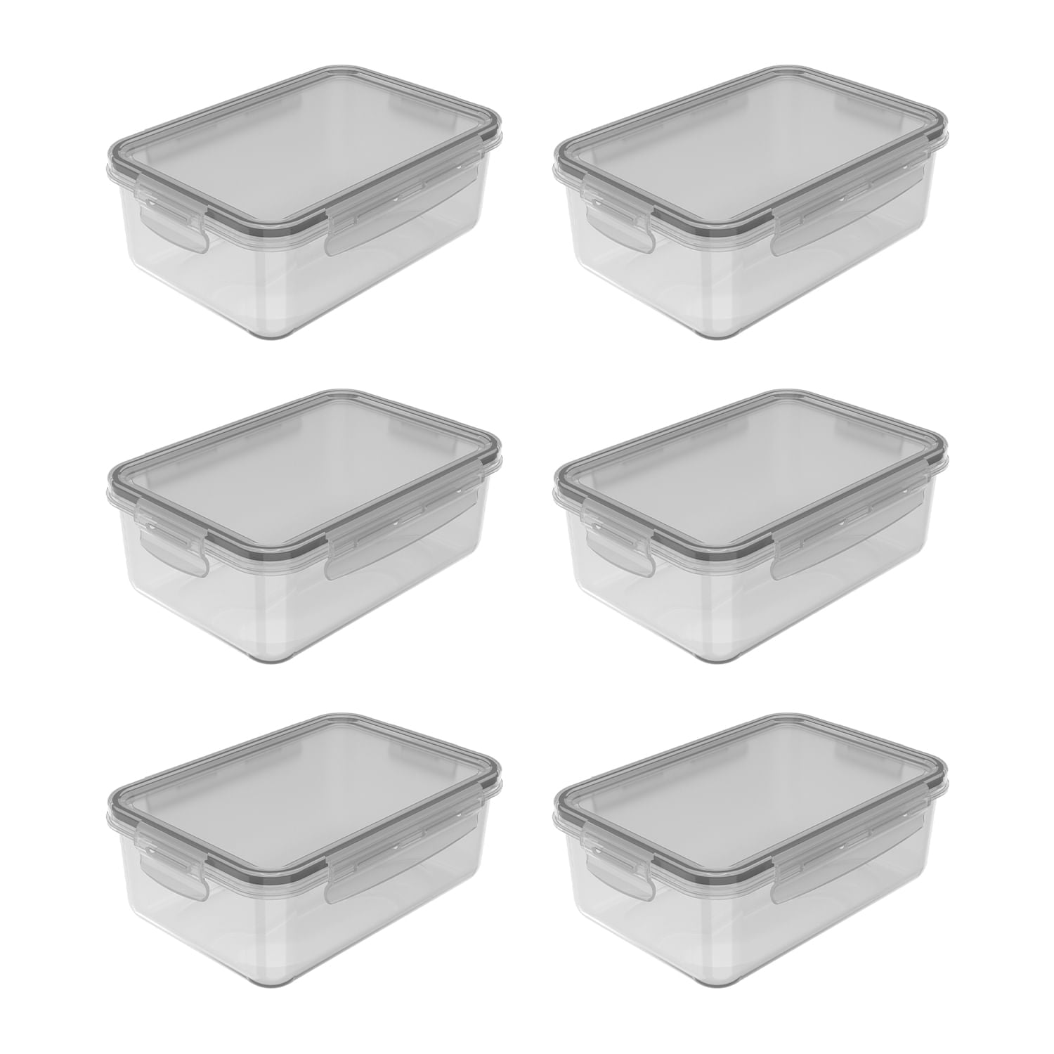 Kit de Potes Para Geladeira 1,28 Litros Retangular 6 Peças Linha Click